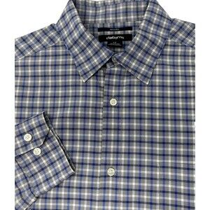 Claiborne‎ Blue White Check Button Up Long Sleeve Shirt Men’s LT